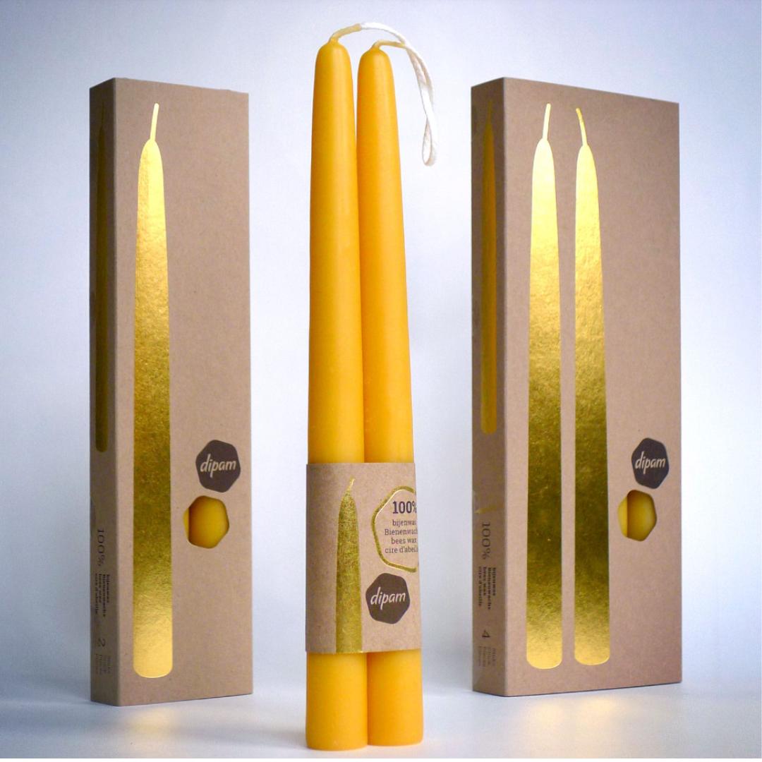 Dipam dompelkaars bijenwas - 2 stuks