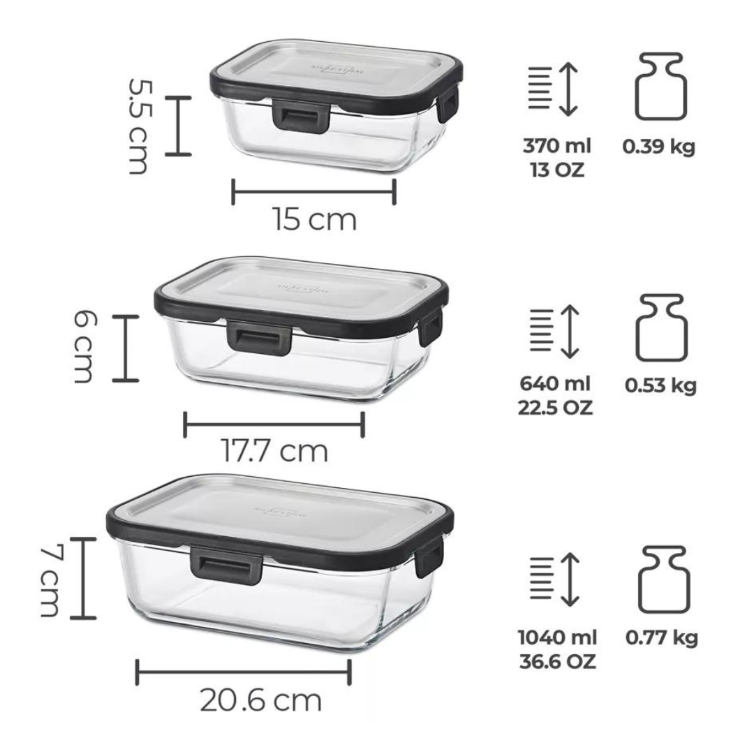 Silberthal Glazen Voedselcontainer - set van 3