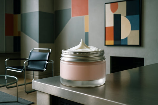 DALL_E_2023-11-30_20.31.50_-_A_can_of_day_cream_placed_on_a_table_filled_with_various_beauty_products._The_scene_includes_an_assortment_of_skincare_items_like_lotions_serums_and.png